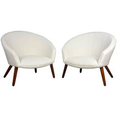 Rare Pair of Nanna Ditzel "Pot" Lounge Chairs for AP Stolen, Denmark, 1953