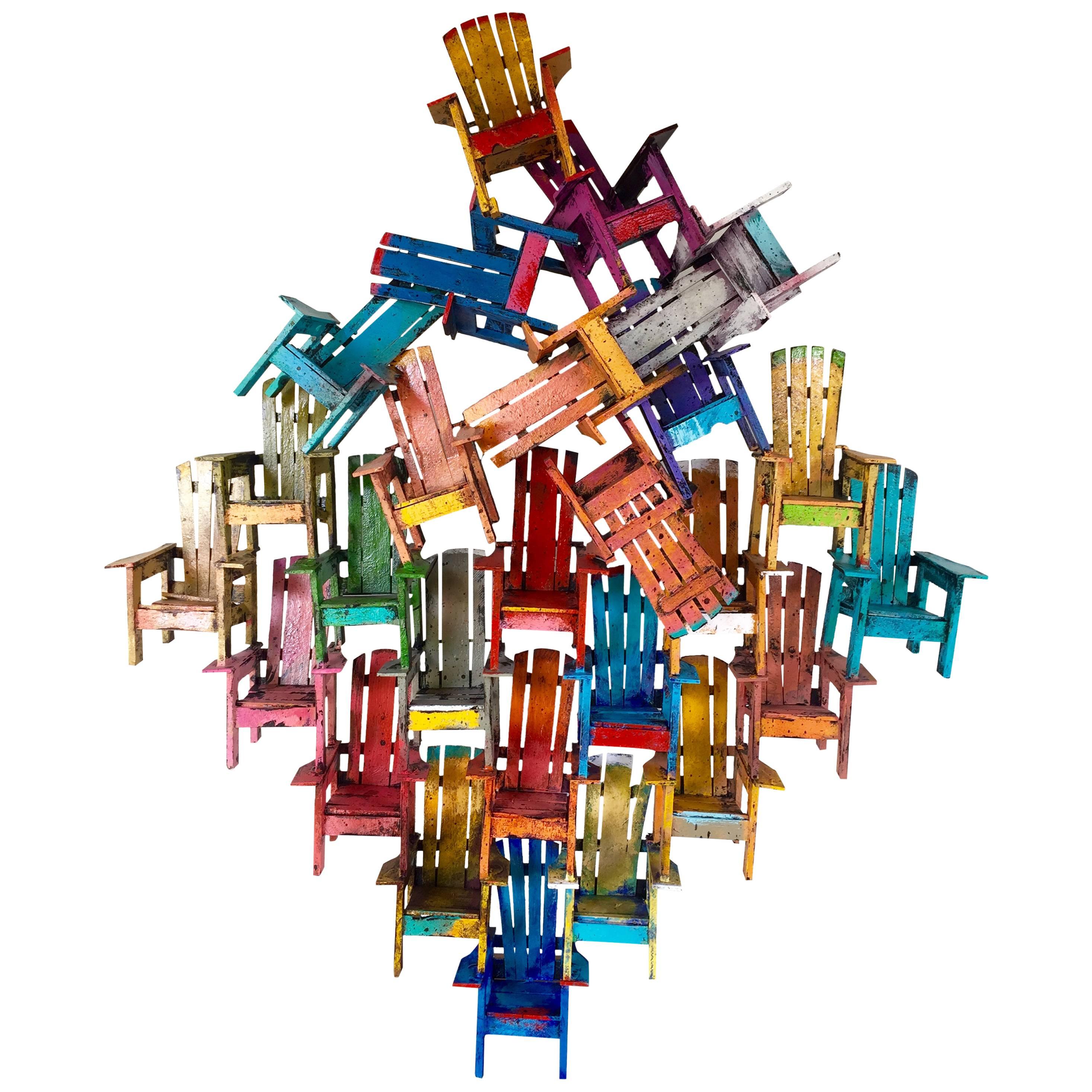 "Large Chair Jumble" Wall Sculpture by Paul Jacobsen