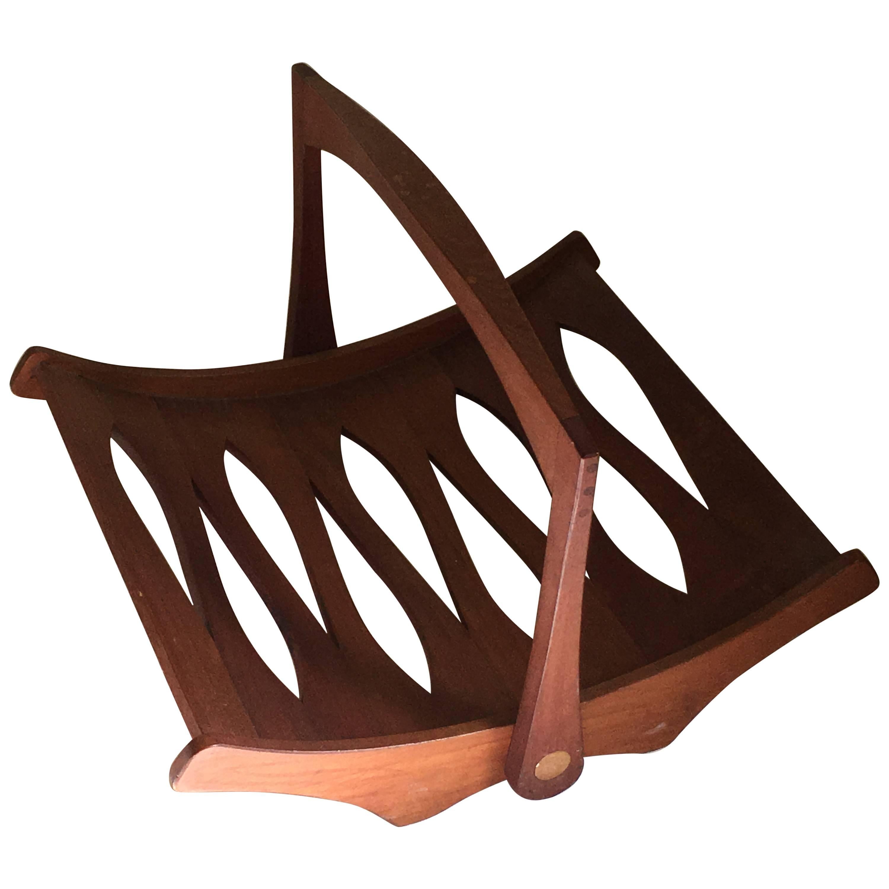 Jens H Quistgaard Staved Teak Basket or Magazine Rack, Denmark, circa 1960 For Sale