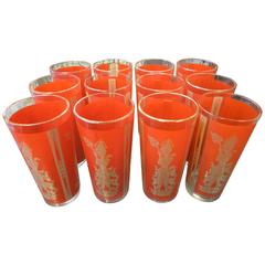 Set of 12 "Thai Princess" Mid-Century Cocktail Glasses 12