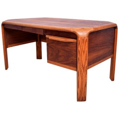 Sculptural Elegance Lou Hodges Mid-Century Modern Desk Walnut and Oak