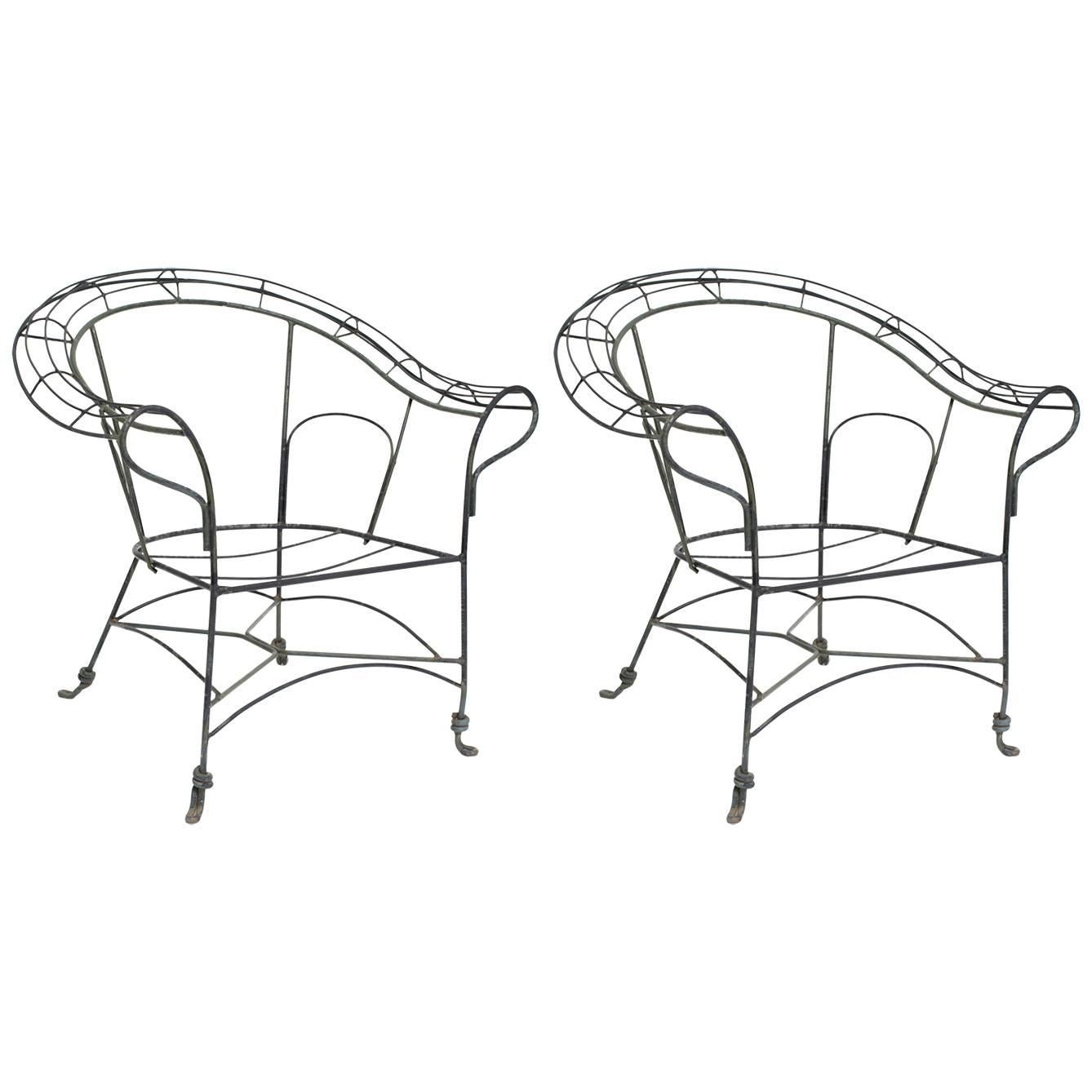 Pair of 1940s French Patio Lounge Chairs at 1stDibs