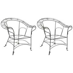 Pair of 1940s French Patio Lounge Chairs
