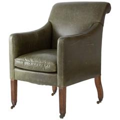 English Regency Mahogany and Leather Bergere Chair 12