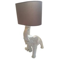 Vintage 1970s Italian Elephant Lamp in Ceramic
