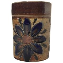 Box with Lid, Jar, Westerwald Salt Glazed Ceramic, Scratch Decor, Germany, 1960s