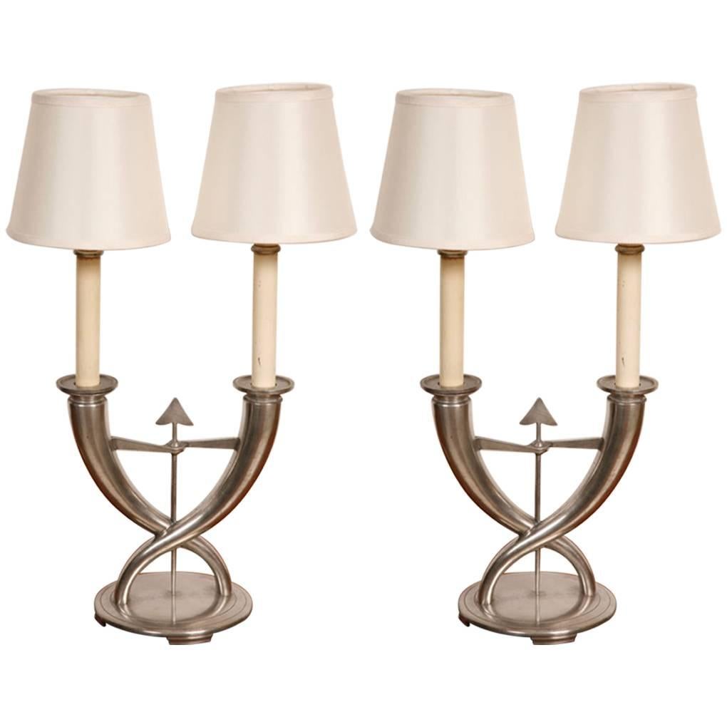 Pair of Rare Gio Ponti Table Lamps for Christofle For Sale