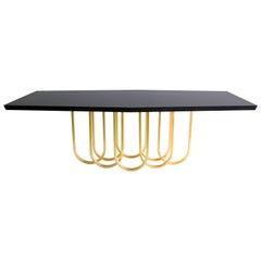 Contemporary Black and Gold "Lily" Dining Table by Alex Drew and No One, 2016