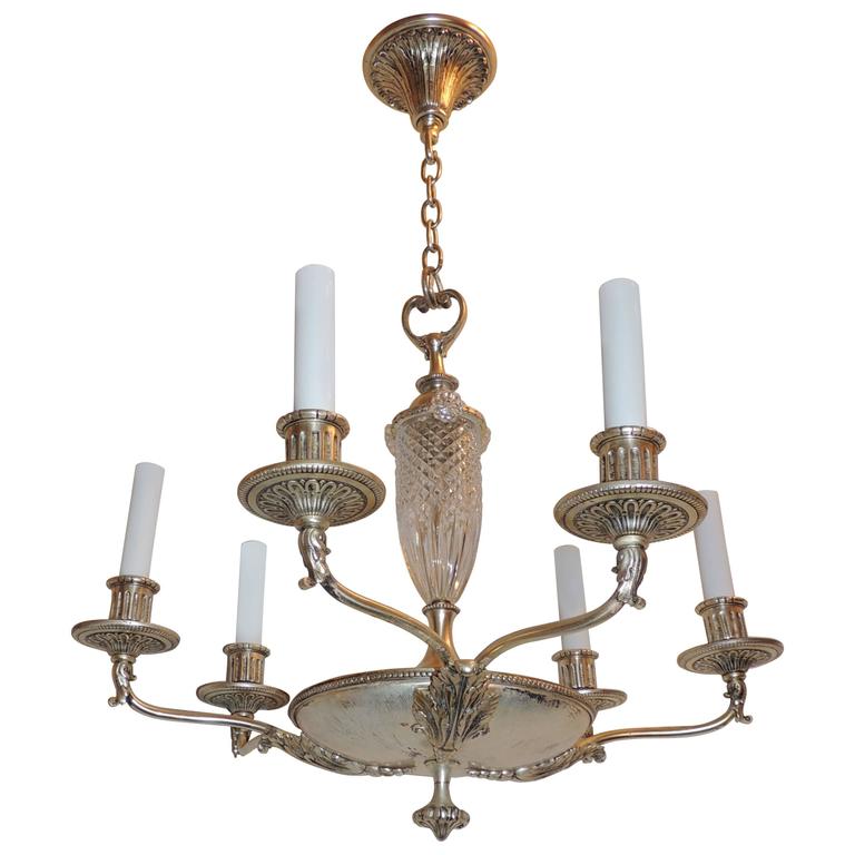Wonderful Caldwell Silvered Bronze Fixture Nickel Crystal Sixlight