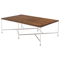 Mesa de centro con base de acero inoxidable y tapa maciza Base Z