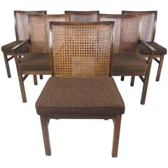 Set of Six Mid-Century Modern Cane Back Dining Chairs by Lane 11