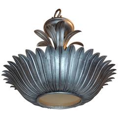 Wonderful Modern Transitional Baguès Jansen Silver Gilt Tole Chandelier Fixture