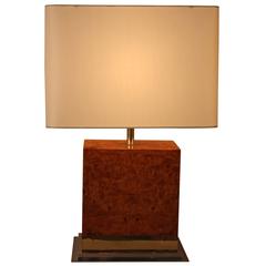 Willy Rizzo Burled Olive Wood Table Lamp
