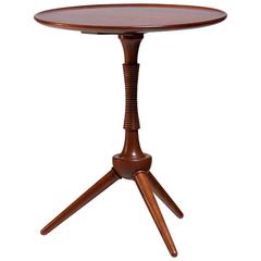Frits Henningsen Round Mahogany Side Table, Denmark, 1940s