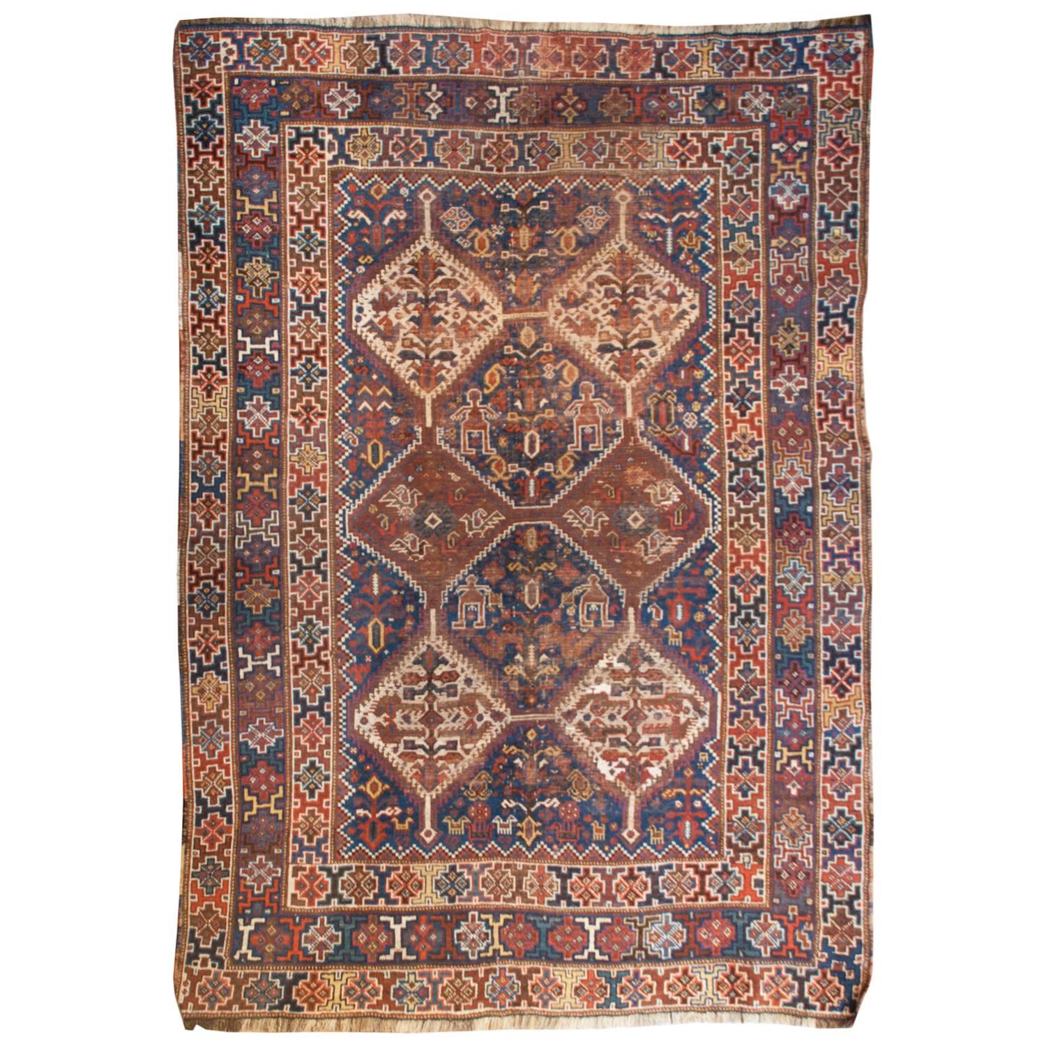 Außergewöhnlicher Ghashgaei-Teppich aus dem 19. Jahrhundert