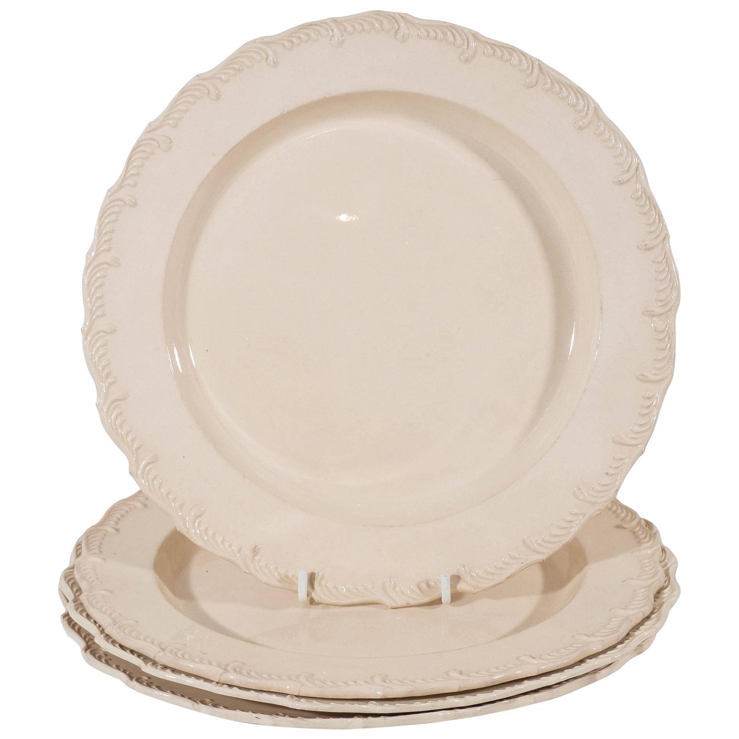 Dozen Antique Creamware Dishes Feather Edge at 1stdibs
