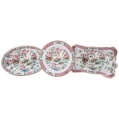 Antique Porcelain Dishes "Pink Ducks" Pattern 2