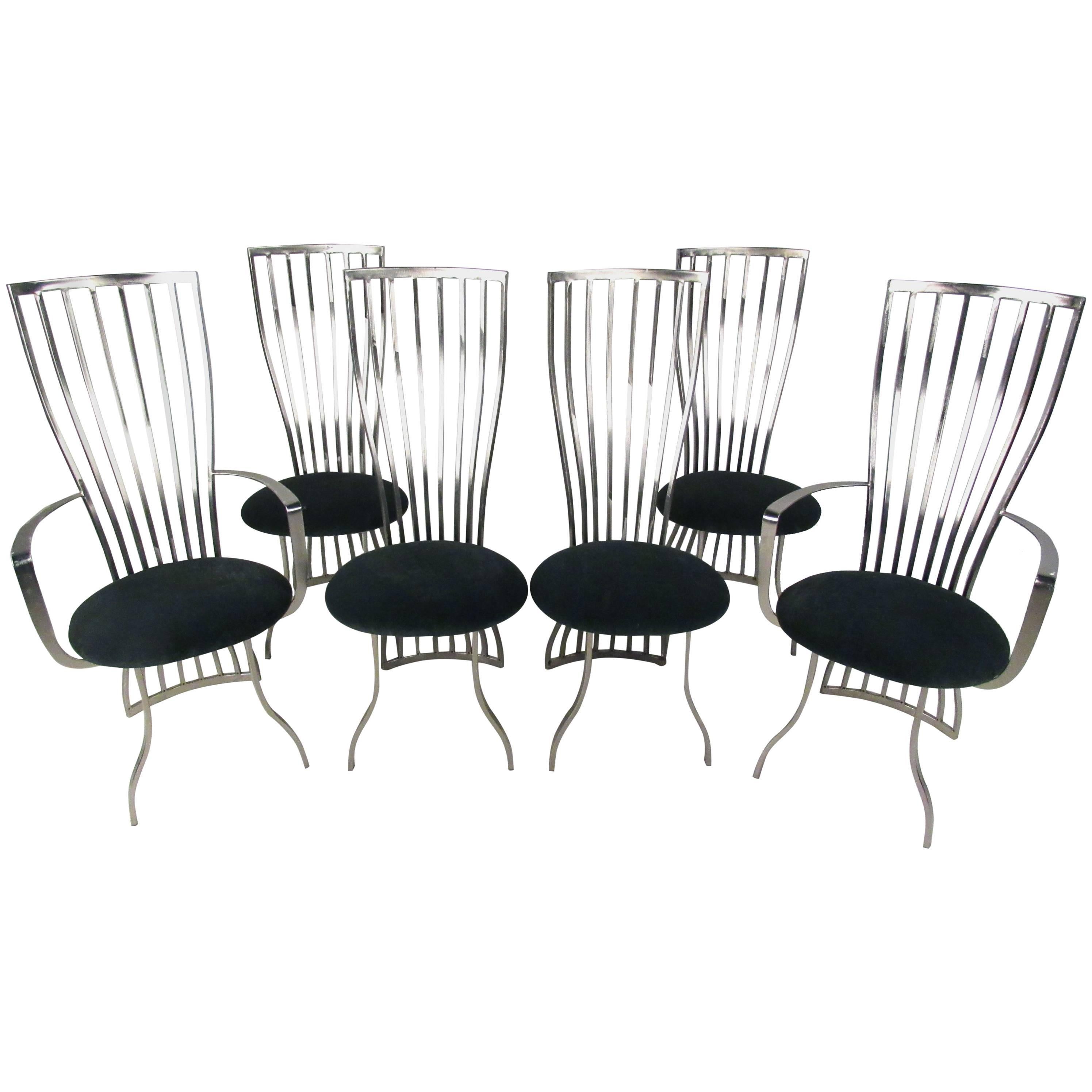 Stunning Modern Set of Sculptural Steel Dining Chairs
