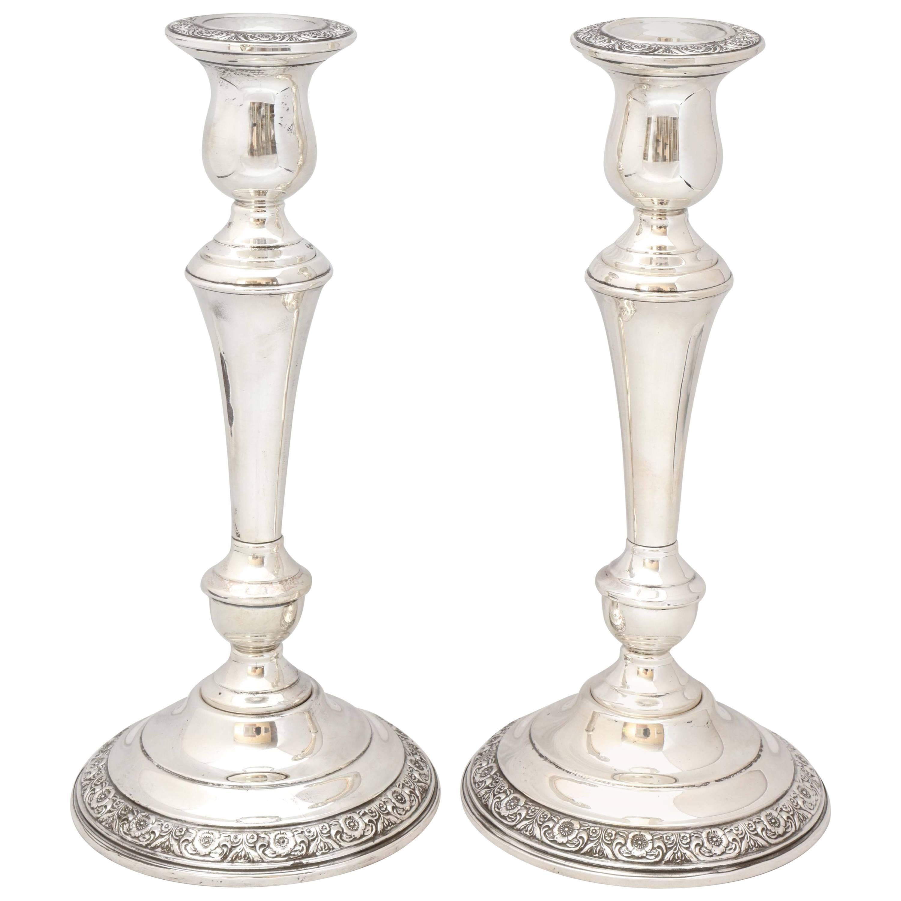 Pair of Tall Sterling Silver Candlesticks in the "Prelude" Pattern