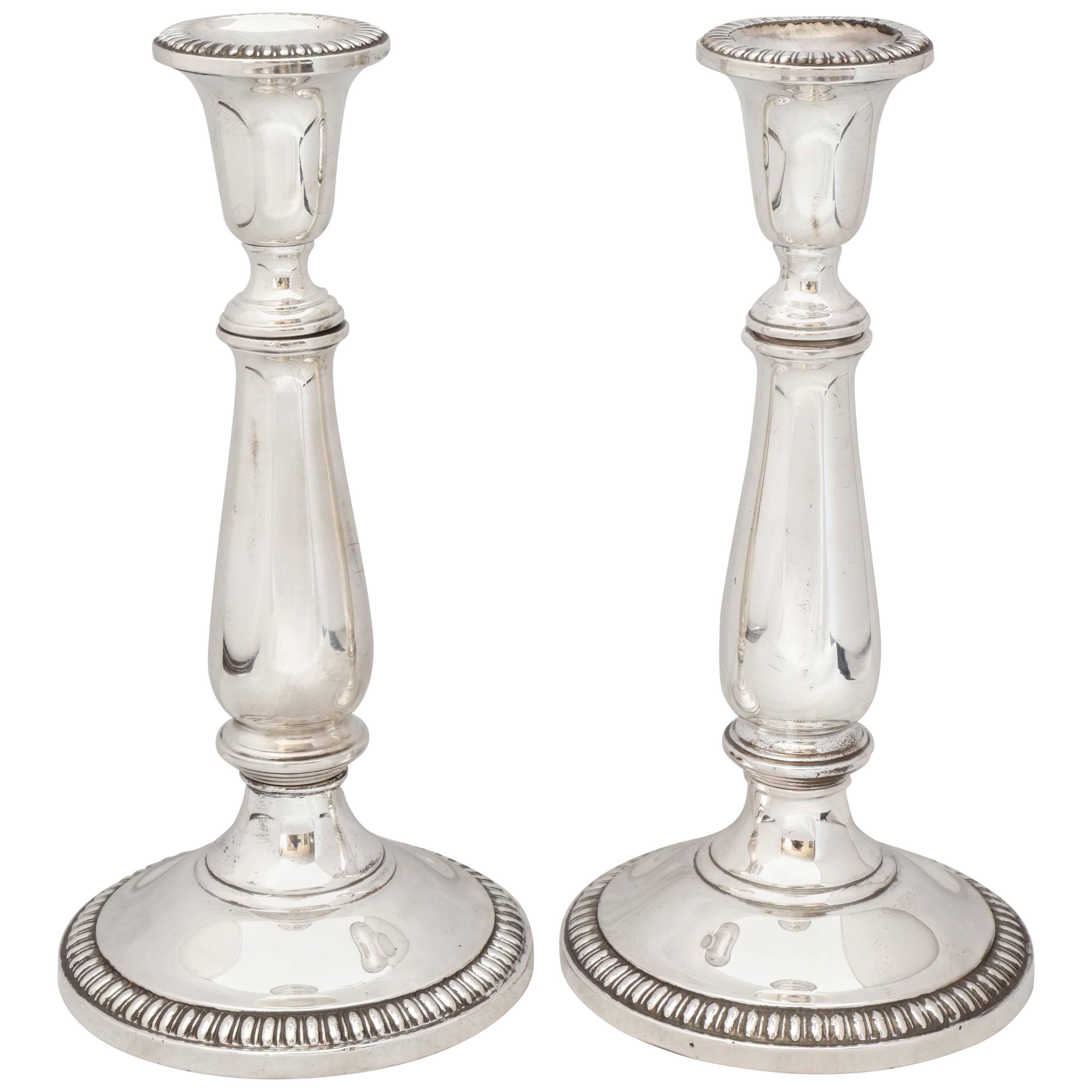 Empire Style Pair of Sterling Silver Candlesticks