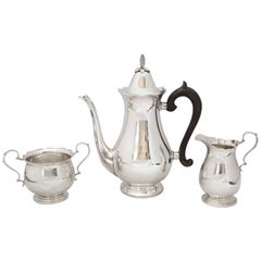 Sterling Silver American Colonial Style Three Piece Coffee or Tea Set
