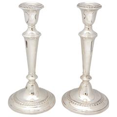 Pair of Empire Style Sterling Silver Candlesticks