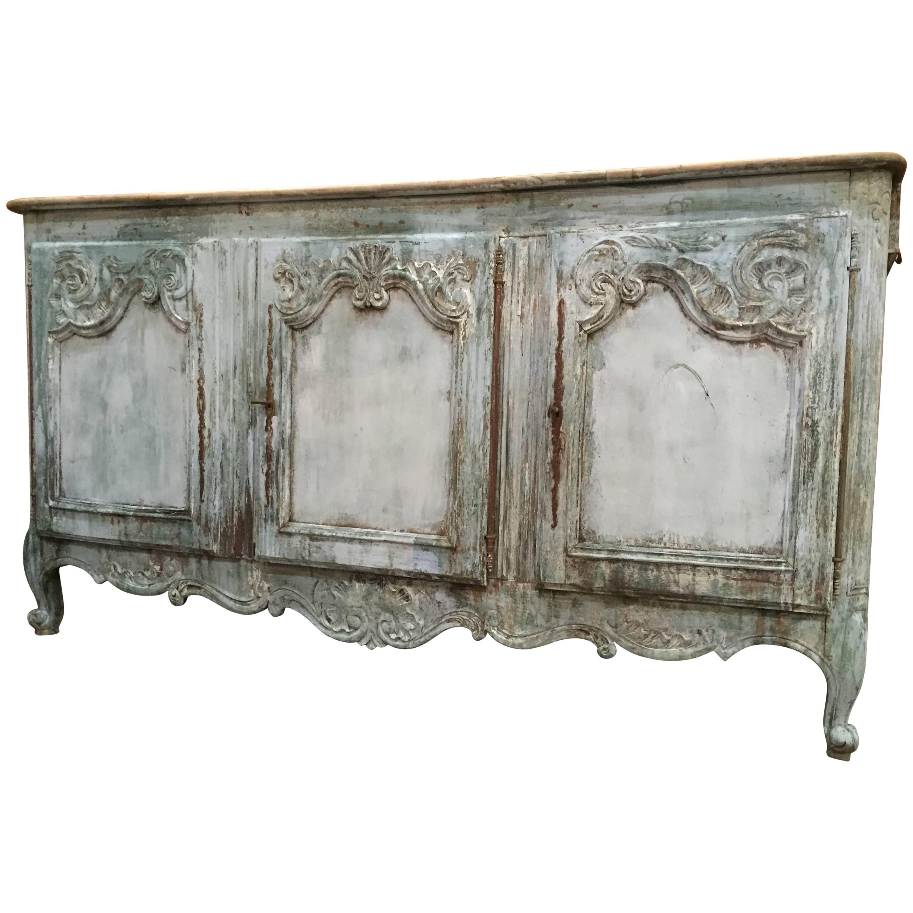 French Provencal 19th Century Painted Enfilade Buffet