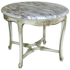 19th Century French Marble-Top Painted Center Table