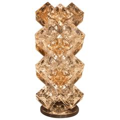 Poliarte, Sculptural Italian Cubed Glass Lamp