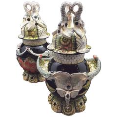 Elephant Tureen Ceramic Sculptures by Ardmore from South Africa, a Pair