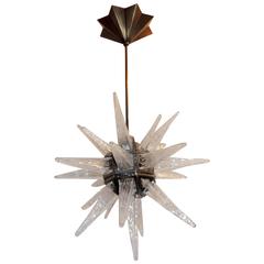 Wonderful Star Bronze Set Fixtures Art Glass Deco Modern Baguès Rock Chandelier 8