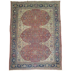 Distressed Antique Persian Mahal Carpet