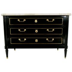 French Antique Ebonized Louis XVI Chest of Drawers