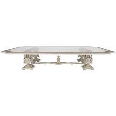 Large Vintage Italian Glass-Top Coffee Table 10
