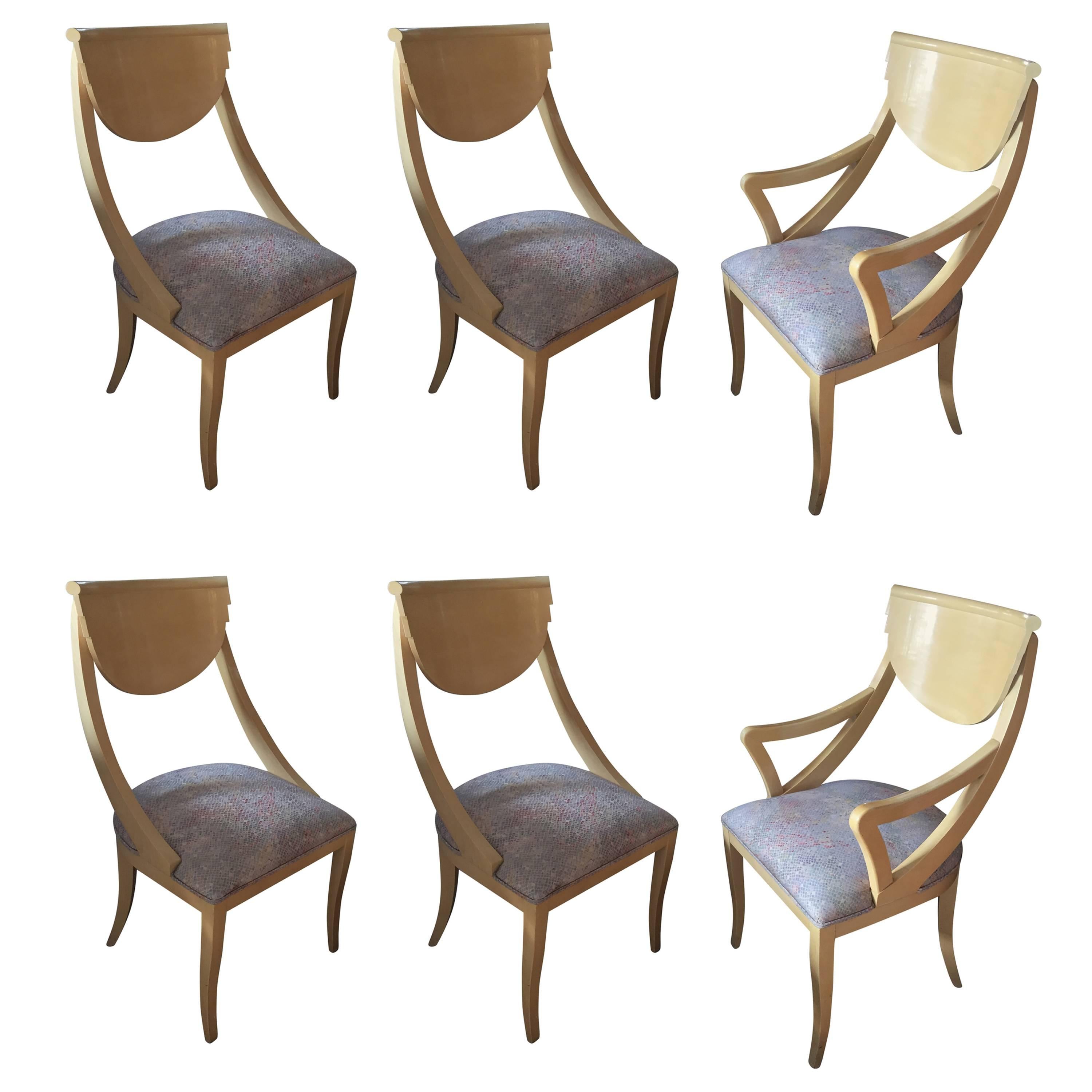Set of Two Captain and Four Gondola Dining Chairs
