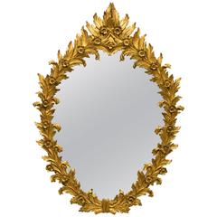 Italian Carved Wood Floral Gilt Mirror 3