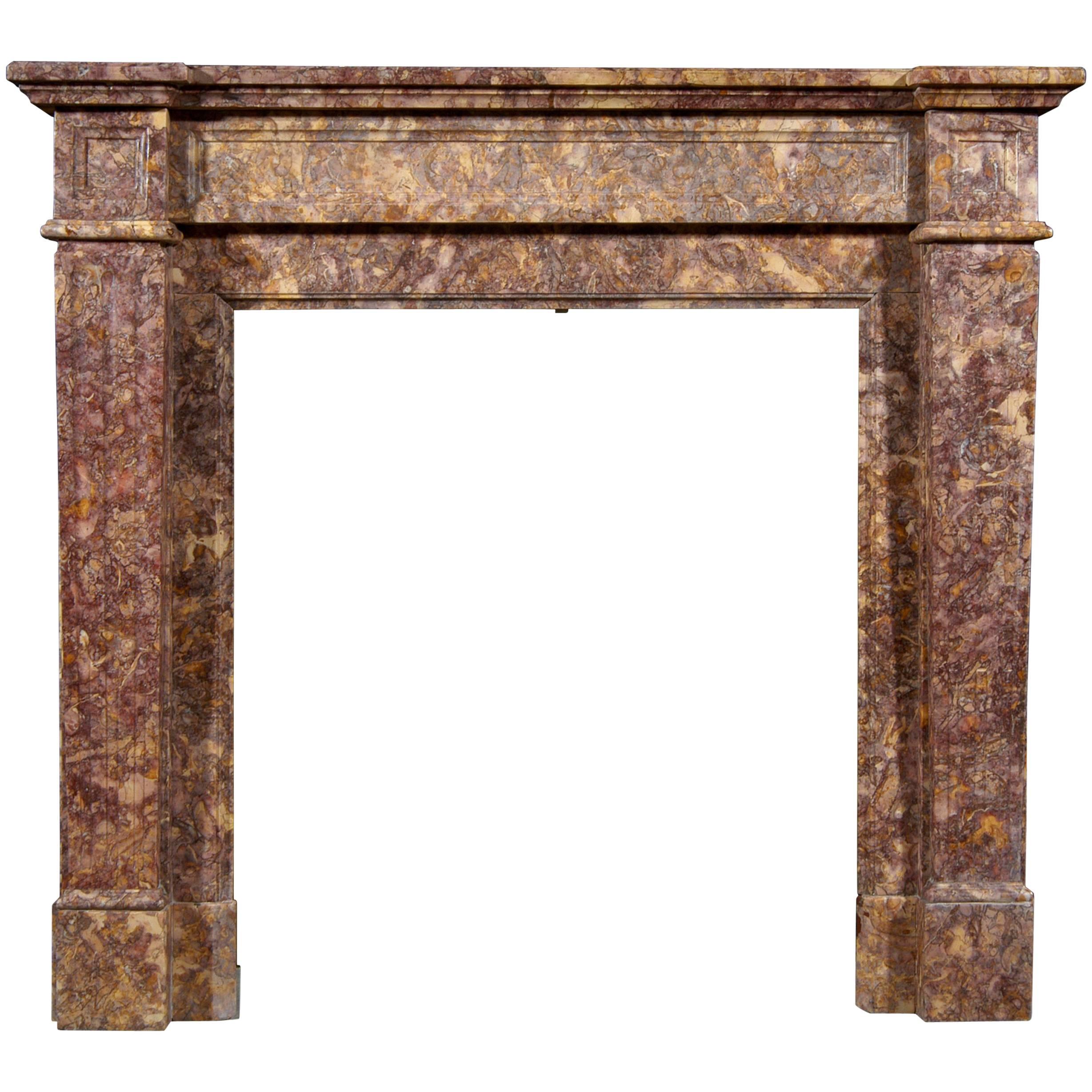 French Louis XVI Style Spanish Brocatelle Marble Chimneypiece For Sale