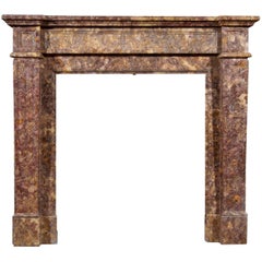 French Louis XVI Style Spanish Brocatelle Marble Chimneypiece