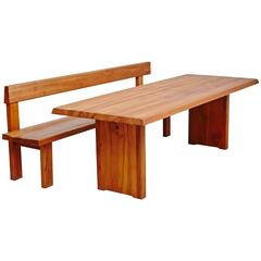 Set of Bench and Dinning Table by Pierre Chapo, circa 1960 5