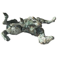 Contemporary Bronze Sculpture of a Rolling Horse