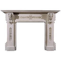 19th Century English Carved Limestone Fireplace in the Gothic Taste