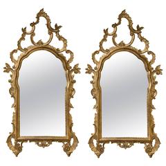 Pair of Italian Gilt Gold Carved Mirrors