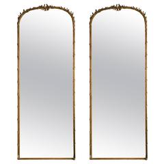 Pair of 19th Century Monumental Parcel Gilt and Paint Decorated Trumeau Mirrors 5