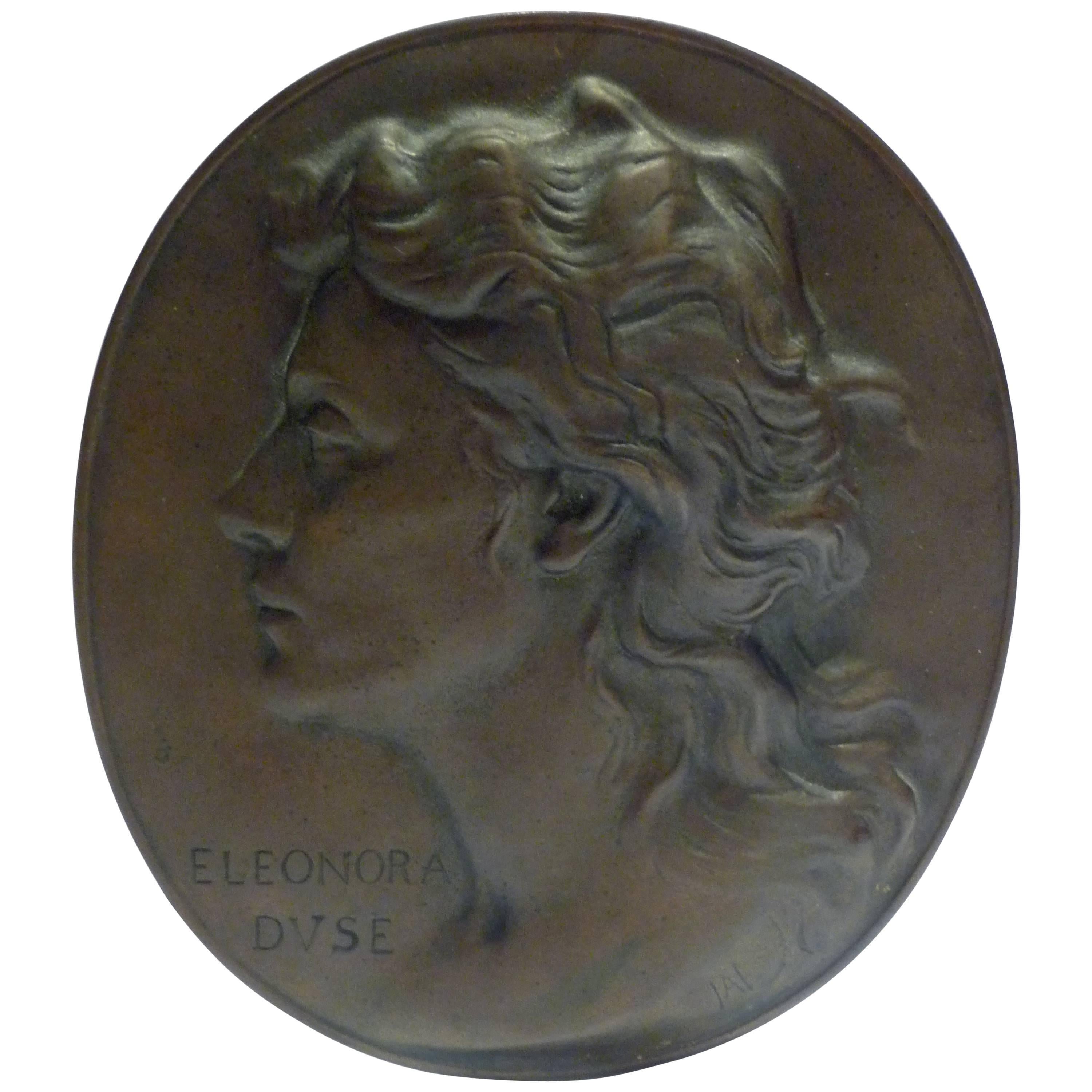 Adolf Ernest Robert Hildebrand "Portrait of Eleonora Duse", Bronze Medallion For Sale