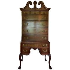 Vintage Regal Chippendale Style Mahogany Highboy and Secretary
