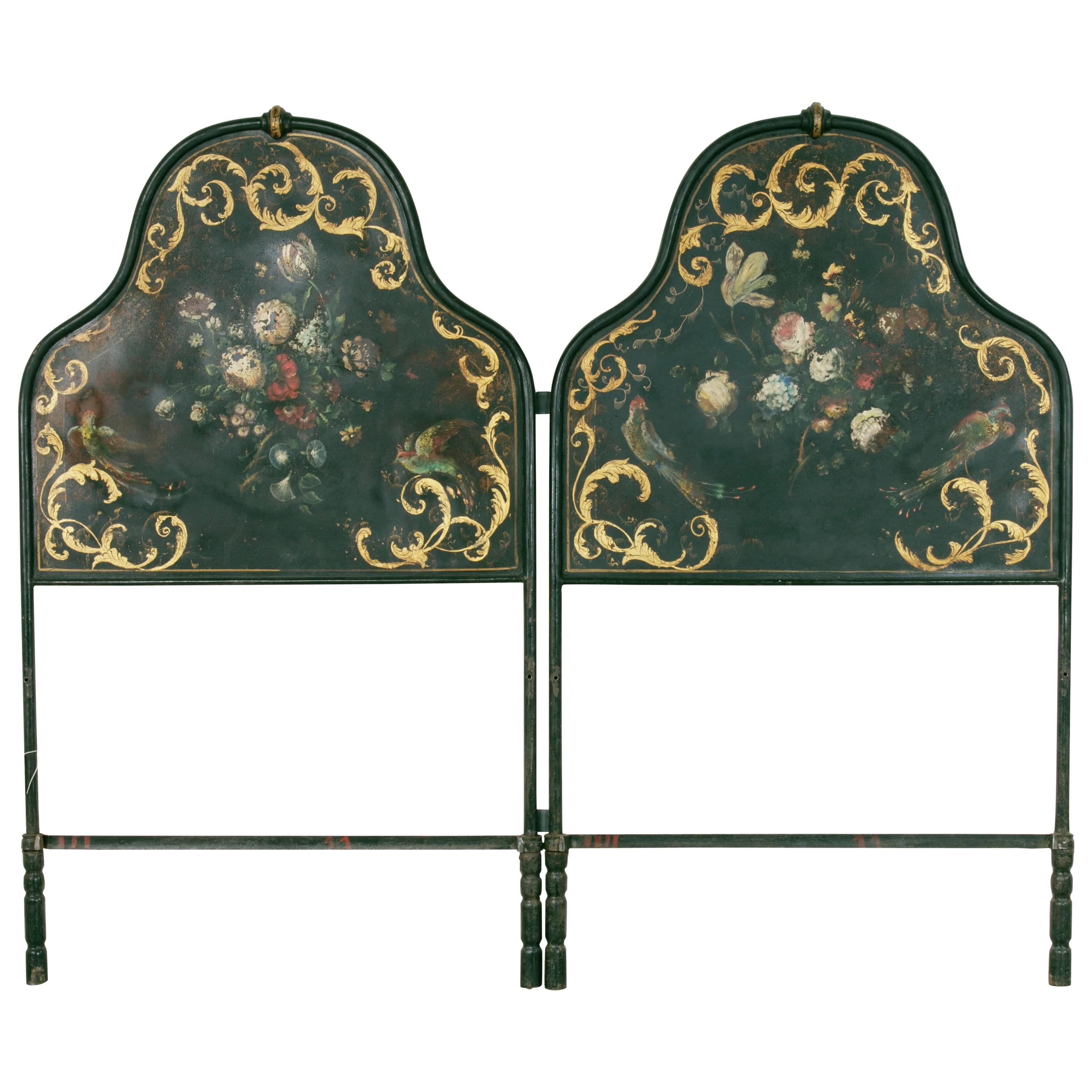 Hand-Painted and Gilt Napoleon III Period Headboard for Queen or King Bed