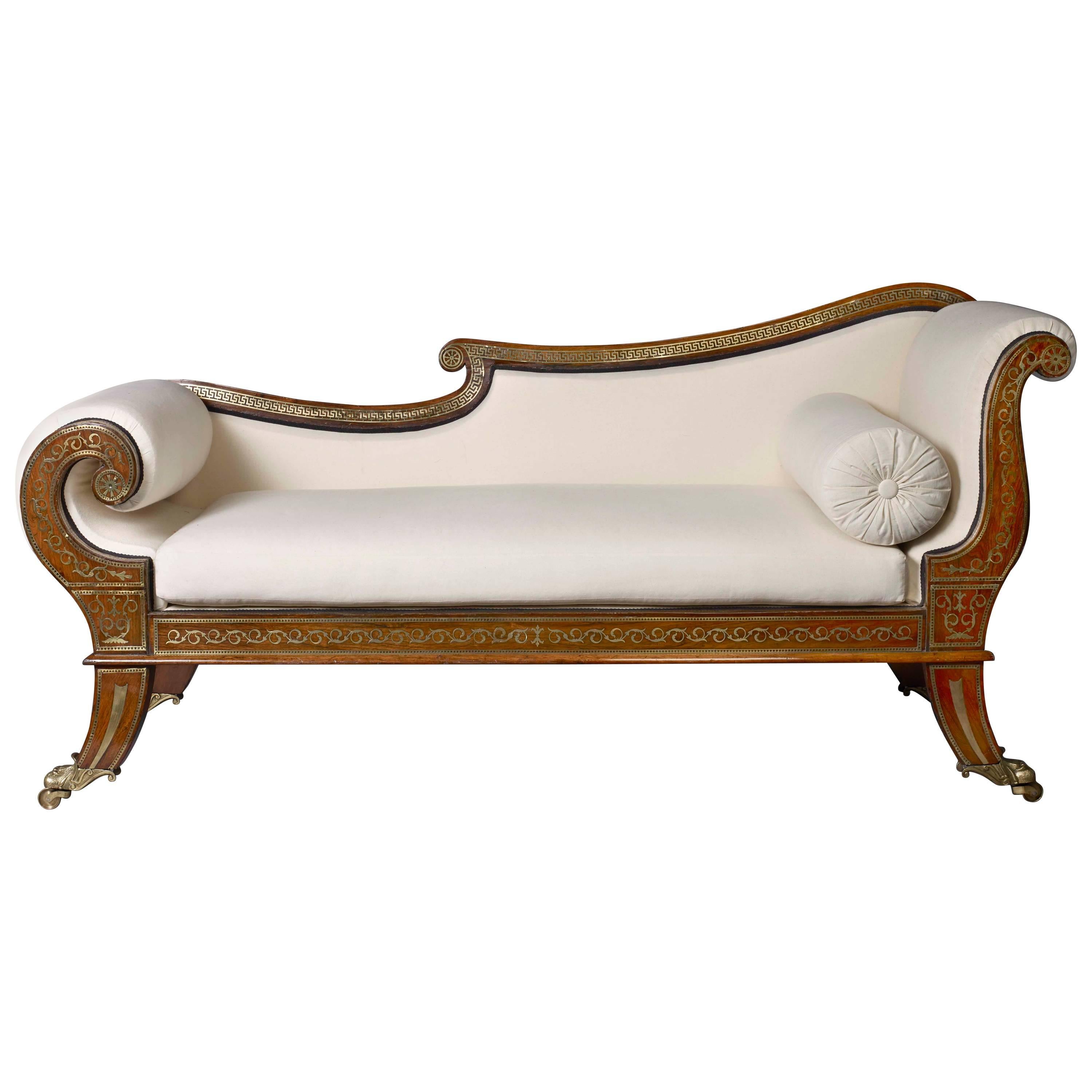 Regency Rosewood Chaise Longue For Sale