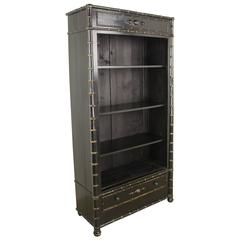 Large Painted Faux Bamboo Bookcase