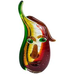 Fabulous Multi Sommerso Art Glass Abstract Face Vase