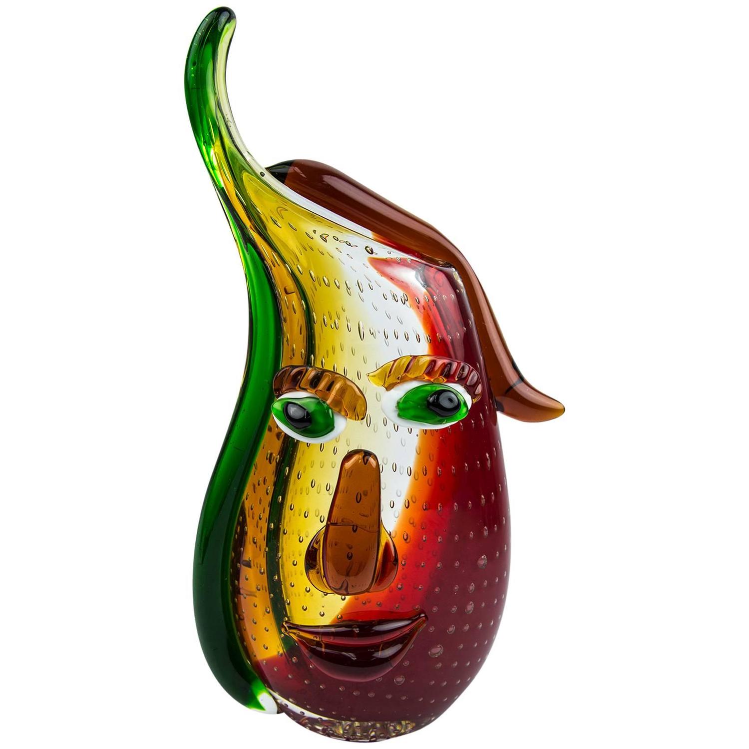 Fabulous Multi Sommerso Art Glass Abstract Face Vase For Sale at 1stdibs